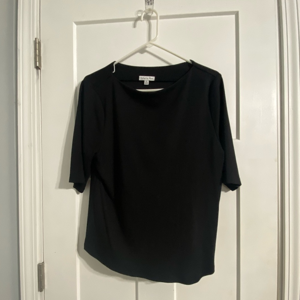 Elegant Black Short Sleeve Women's Top